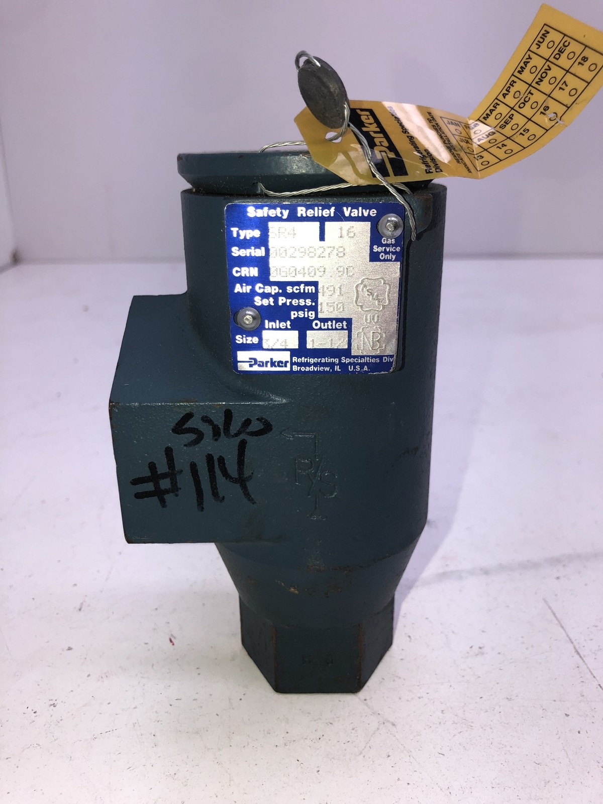 PARKER SR4 3/4" SAFETY RELIEF VALVE 0G0409.9C SET-150PSI