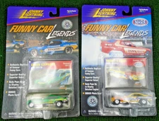 Two NIP Johnny Lightning Funny Car Legends Green & Radici  (50222)
