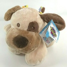 Taggies Ribbons Cream Brown Puppy Dog stuffed animal plush 10" Long Mary Meyer