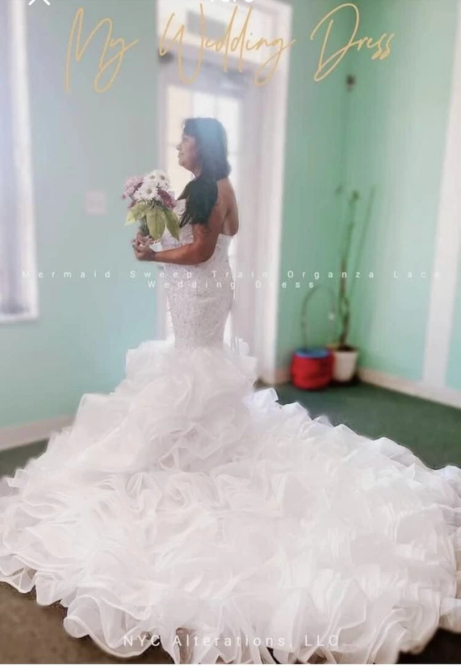 Wedding Dress white size 14 XL (adjustable by alteration) - Image 2 of 3