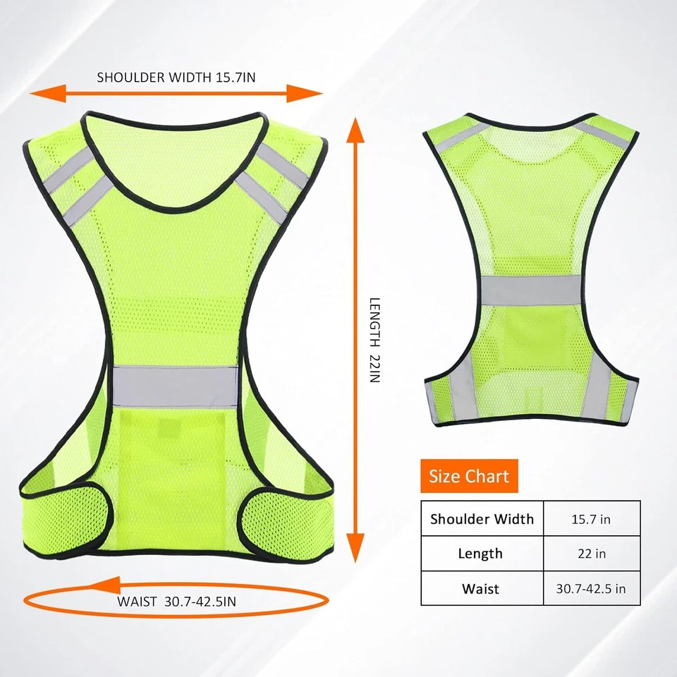 Reflective Running Vest, High Visibility Running Gear with Large Pocket - Image 4 of 4