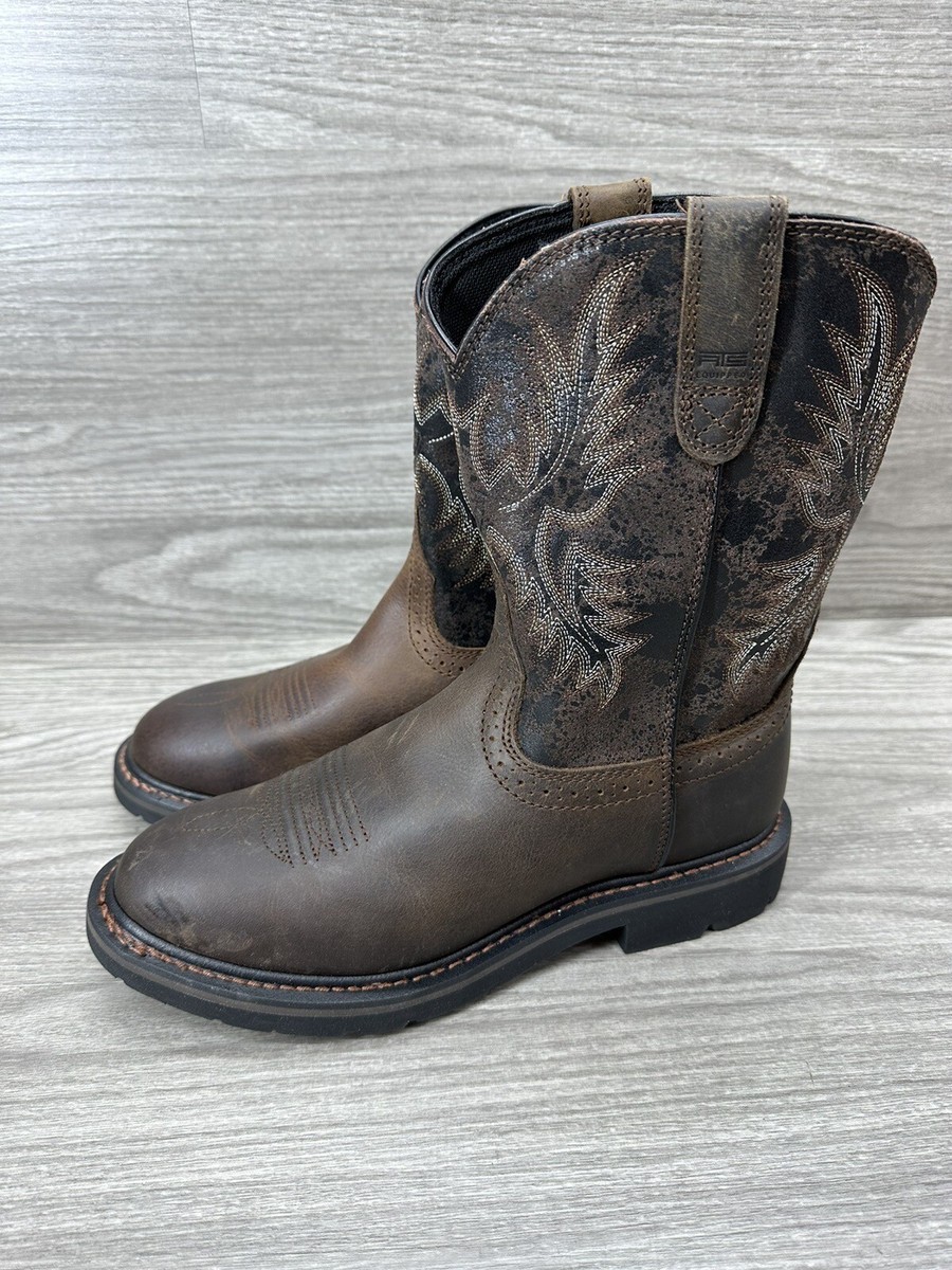 New Ariat Mens Sahara Work Boots EH Bc Brown Black Roper Size 9 D