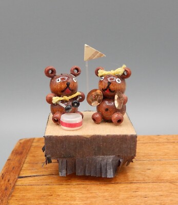 Vtg OOAK Teddy Bear Parade Float Nursery Toy Artisan Dollhouse Miniature 1:12