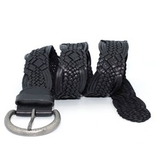 3421 - Toneka Ladies Dress Wide Macrame Braided Black Leather Belt