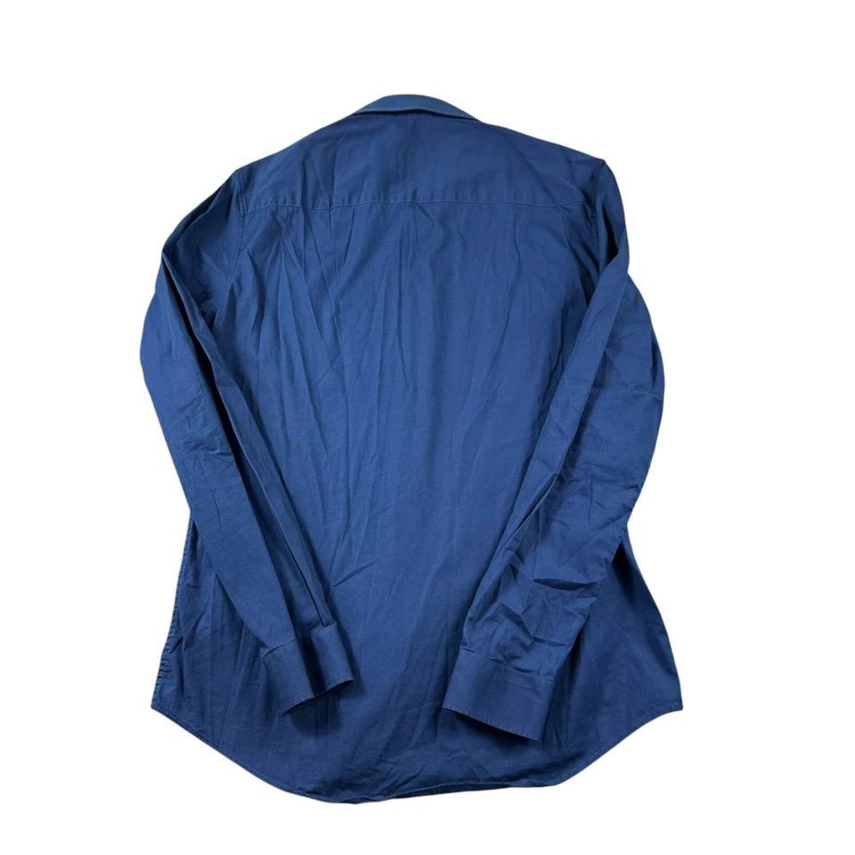 Colección Versace Tendencia Actual Sólido Azul Profundo L/S Botón Frontal Talla 15/38 Foto 3 de 4