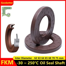 FKM Oil Seals Rotary Shaft Seal TC Double Lip w/Spring Dust Grease ID 62-75 mm