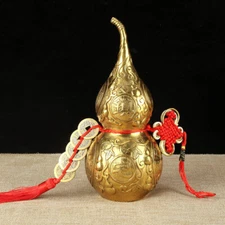 Brass Good Luck Wu Lou Hu Lu Gourd Feng Shui Luck and Treasure for Housewarming