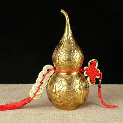 STOBOK Natuurlijke gedroogde pompoenfles: 3 stuks Chinese Hu Lu pompoen geluk kalebas Wu Lou ornament voor doe-het-zelf handwerk thuis Feng Shui decor