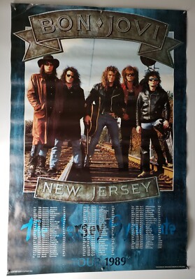 Bon Jovi New Jersey 1989 USA Tour Dates Poster Vintage Original