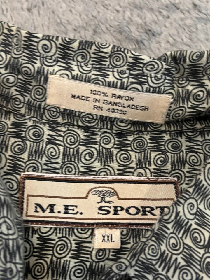 Camisa deportiva ME para hombre 2XL XXL rayón manga larga botón geométrico multicolor Foto 2 de 4