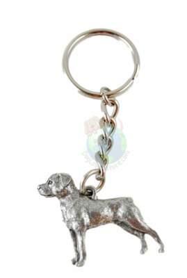 Rottweiler Keychain Pewter