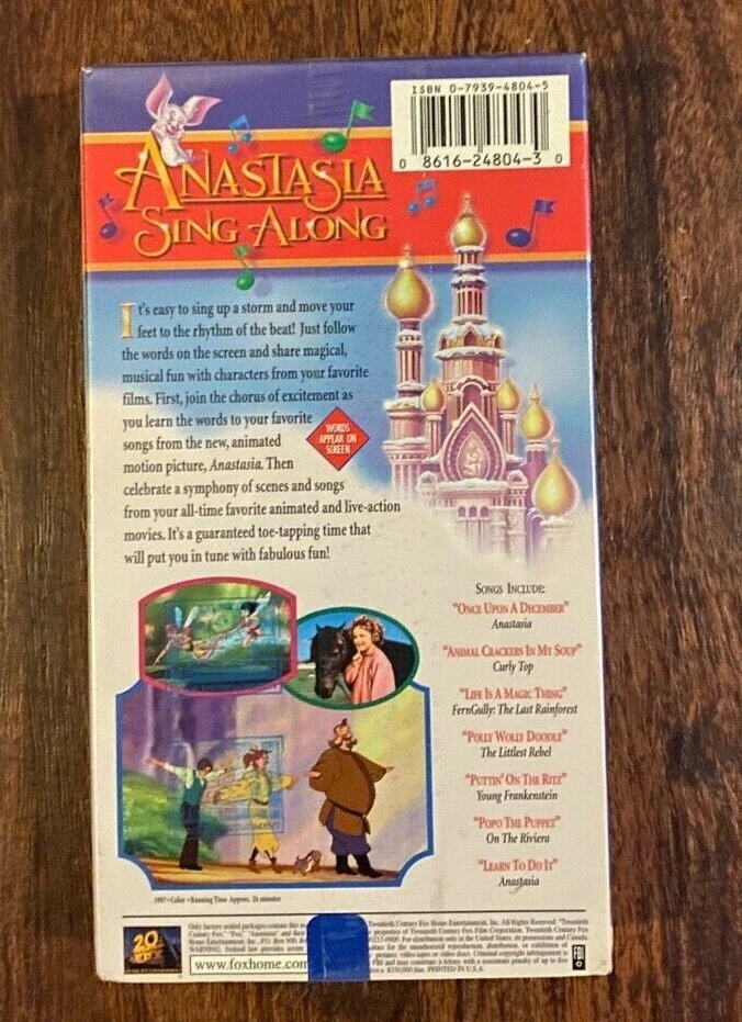 Anastasia Sing Along 1991 All-Time Family Favorites VHS   - Image 2 of 2