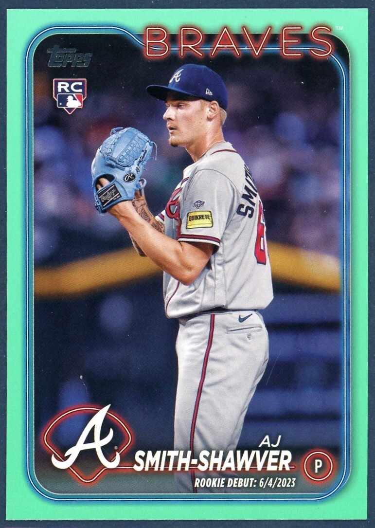 AJ Smith-Shawver 2024 Topps Update AQUA Parallel RC #US316 Atlanta Braves