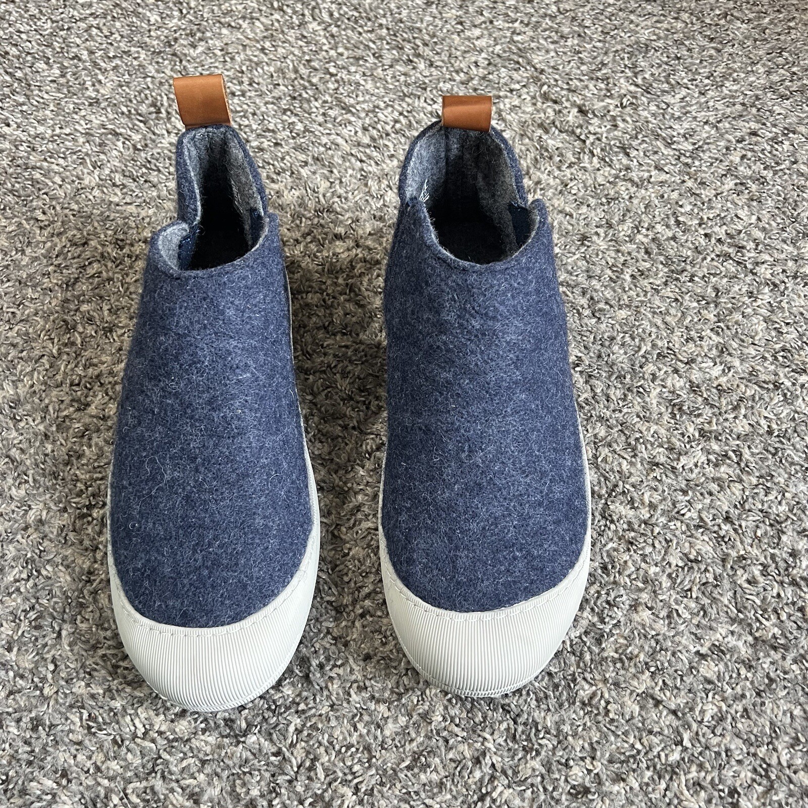 SAOLA Stivali pantofole grigi Huckberry lana per interni esterni suola in gomma taglia 9 blu nuovi