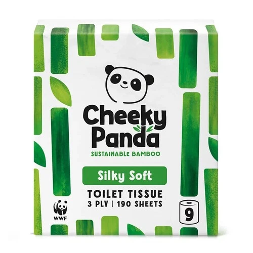The Cheeky Panda WWF Silky Soft Bamboo Toilet Tissue 9 Rolls Eco Friendly Bamboo