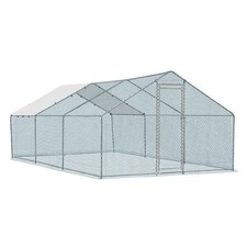 20 x 10 ft Large Metal Chicken Coop, Walk-in Poultry Cage Chicken Hen Run House
