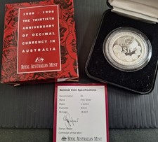 1996 Australia 30th Anniv of Decimal Currency 1 oz Silver ( .999 ) Proof $1 coin