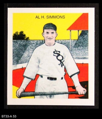 1933 Tattoo Orbit Reprint #53 Al Simmons White Sox HOF 8 - NM/MT