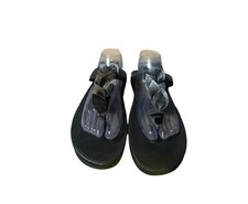 FitFlop Lulu Flower Black Thong Sandals BB7-090 Womens Size 9 Comfort Boho Wedge