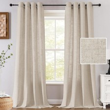 52 x 96 Linen Fabric Light Filtering Farmhouse Textured Curtains