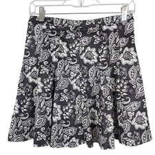 ABERCROMBIE FITCH M Mini Skater Skirt Flared Black White Paisley Whimsigoth