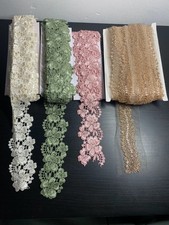 Set of Four High Quality Embroidered Lace Trim Borders for Sewing & Dressmaking