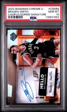 PSA 10 Braeden Smith Purdue 2024 Bowman Chrome U Campus Dorms Signatures on card