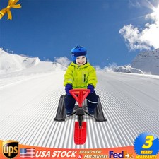 Snow Racer Sled w/ 2 Serrated Foot Brakes 220.5lbs Load Black red for Kids
