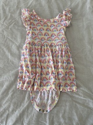 Play by Little Sleepies Twirl Dress 6-12 Months Rainbow Pink Bodysuit Bamboo