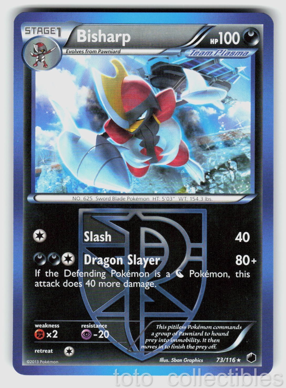 Bisharp 73/116 Rare Plasma Freeze Pokemon Near Mint