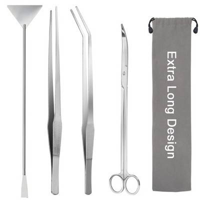 Aquarium Aquascape Tools Kit 15'' 4 In 1 Anti-Rust Aquatic Plant Scissor Spatula