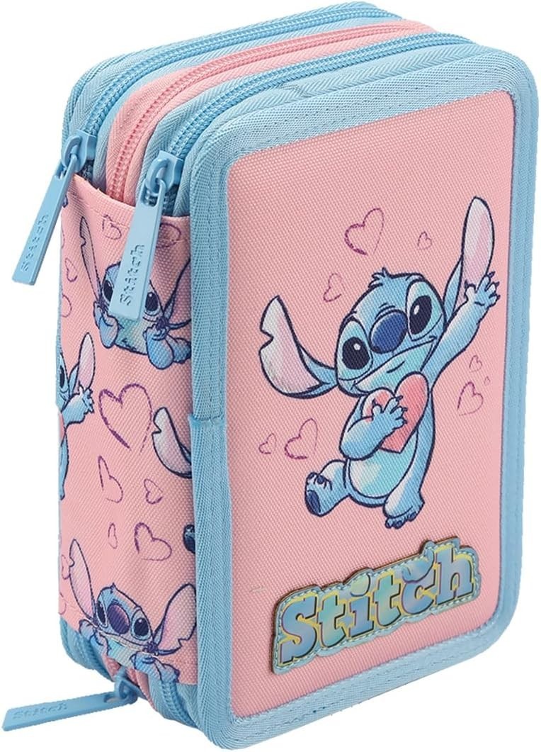 Funda 3 Cremallera Escuela Primaria Stitch 44 Piezas - Estuche Niño Completo