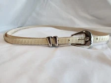 MZ Accessories of NY MZA  Snakeskin Cream Colored Belt Leather silver buckle 