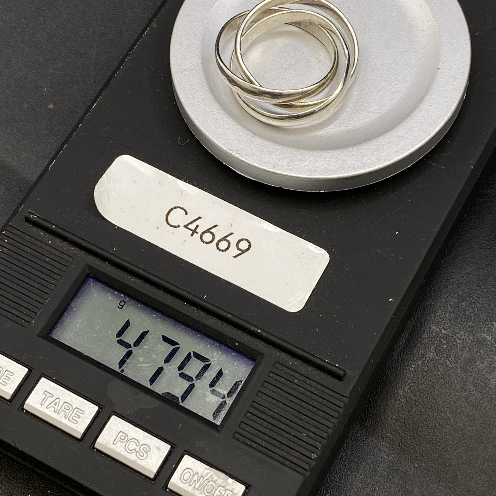 Trinity Silver Ring Three Linking Bands Size L Ma… - image 13