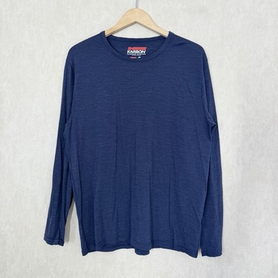 Karbon Men s Merino Wool Longsleeve Shirt Crew Neck Base Layer Outdoor Blue XL