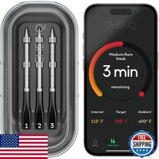 CHEF iQ Sense Smart Wireless Meat Thermometer 3 Probes for BBQ Grill Oven
