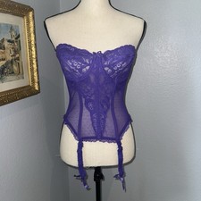 Vintage Victoria's Secret Bustier Corset 36 Gold Label Lace Garters 90s Coquette