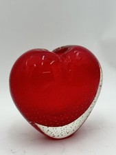 Vintage Hand Blown Red Glass HEART Shaped Vase 6.5" tall