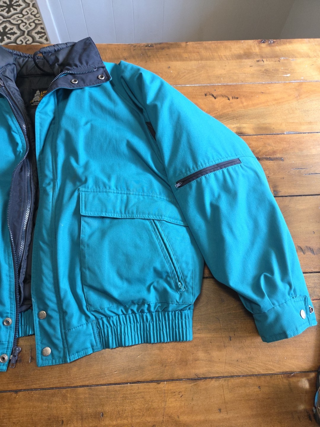 Vintage 90s London Fog Teal Puffer Jacket Men’s Large L REG Duck Down Ski Retro image 3