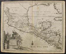MEXICO SOUTHERN UNITED STATES CENTRAL AMERICA 1671 MONTANUS UNUSUAL ANTIQUE MAP