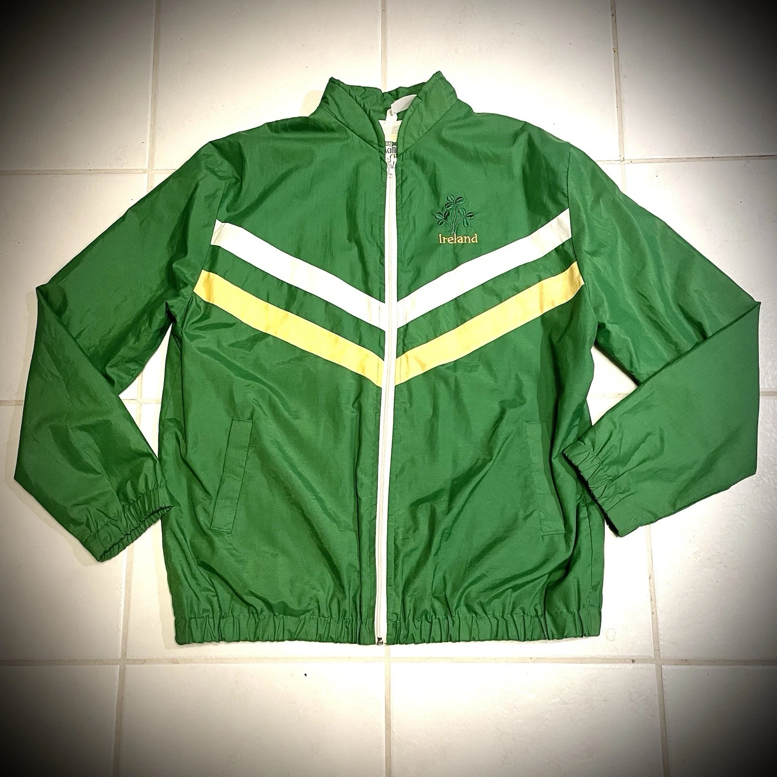 Vtg 90s Traditional Craft Ireland Mens XL Green Windbreaker Jacket Irish Made