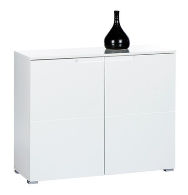 Kommode Sideboard mit 2 Türen Weiß Hochglanz Matt 100 x 80 cm