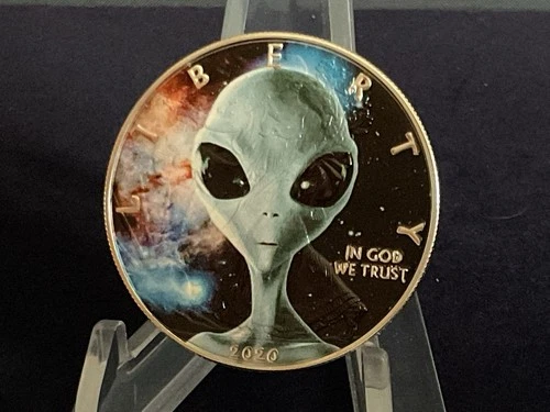2020 1oz Silver Liberty Eagle.  “Alien Nebula”.  Coloured.  COA in Box.
