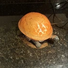 Vintage Turtle Lamp Amber Tiffany Style Glass Brass Base Tortoise Night Light