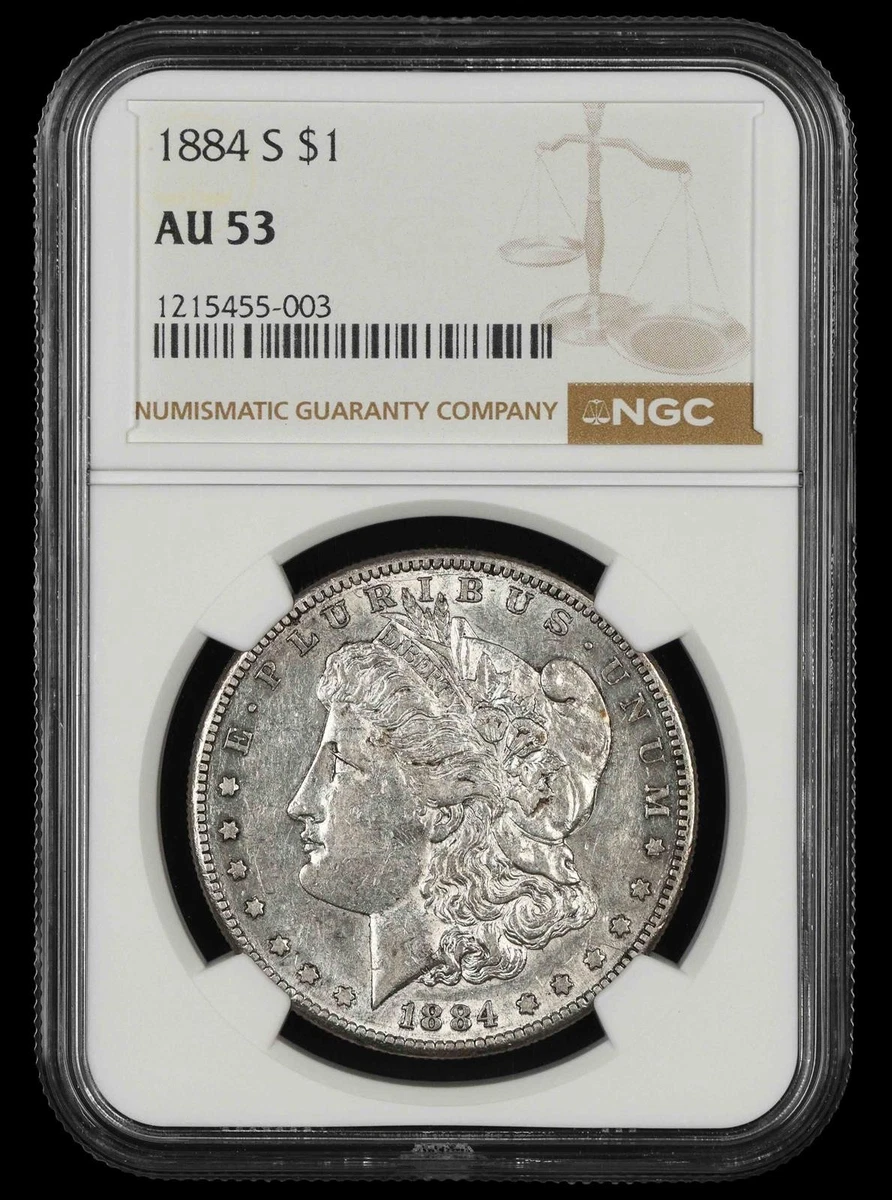NGC Grade AU 53 1884 Year Morgan US Dollars (1878-1921) for sale