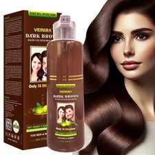 VEINIRA Dark Brown Hair Colour Shampoo For Men & Women No Ammonia 200ml Bottle