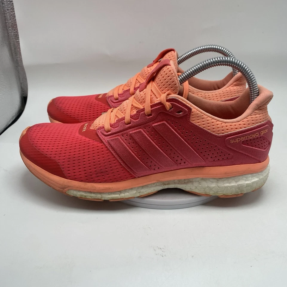 adidas Shoes Women Size 9.5 Supernova Glide 8 Orange Red Techfit  Running 3936 - Image 4 of 4