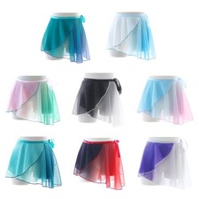 Women Gradient-Chiffon Ballet Wrap Skirt Girls Tutu Dance Skirt for Ballet Dance