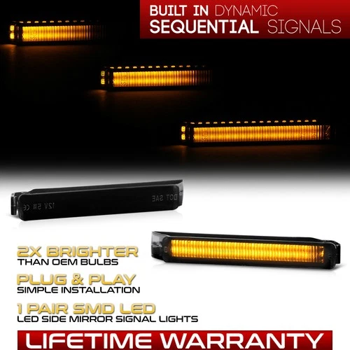 [DARK SMOKE] LED Side Mirror Light Blinker Lamp Fit Ford F150/ Lincoln Mark LT