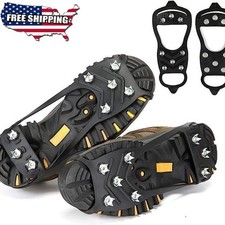 8 Teeth Ice Snow Anti Slip Spikes Grips Grippers Crampons Cleats Hike Shoes Boot